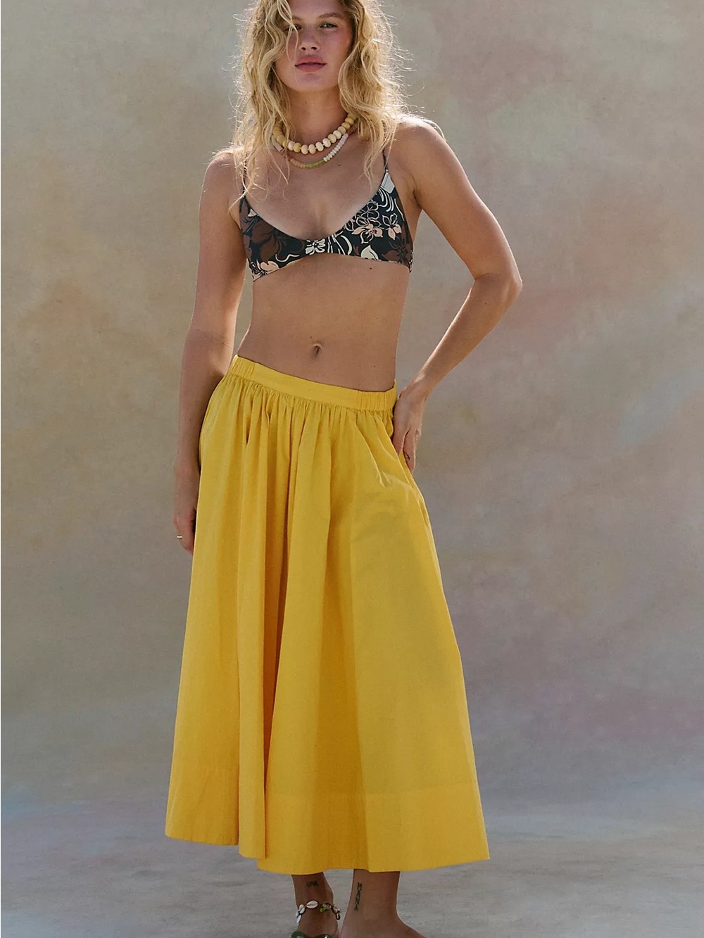 Free est People Lowen Midi Skirt/ Med/ Yelliw